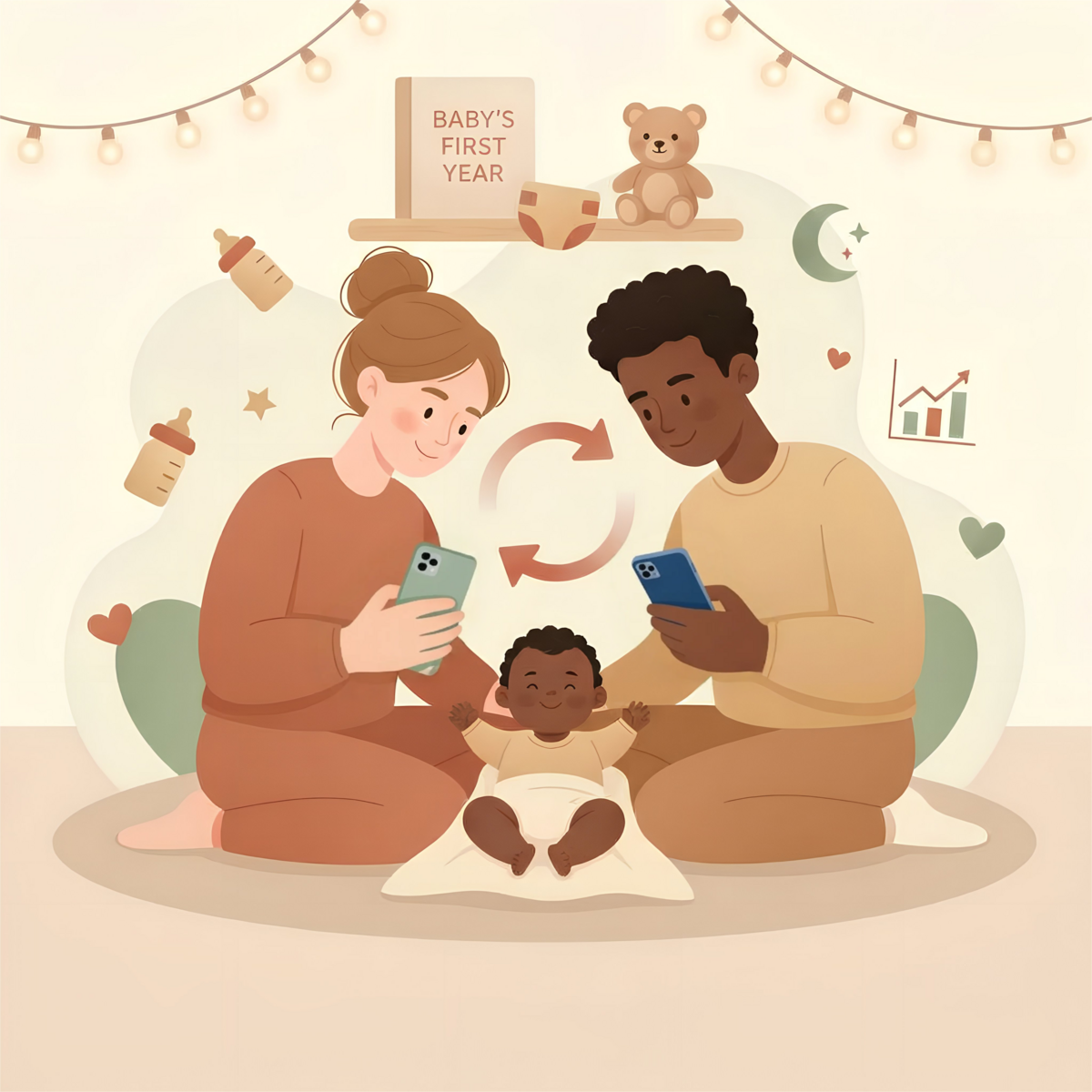 Parents suivant leur bébé avec BabySync